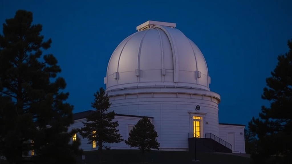 The Clark Telescope dome at Lowell Observatory on Mars Hill in Flagstaff, Arizona at dusk