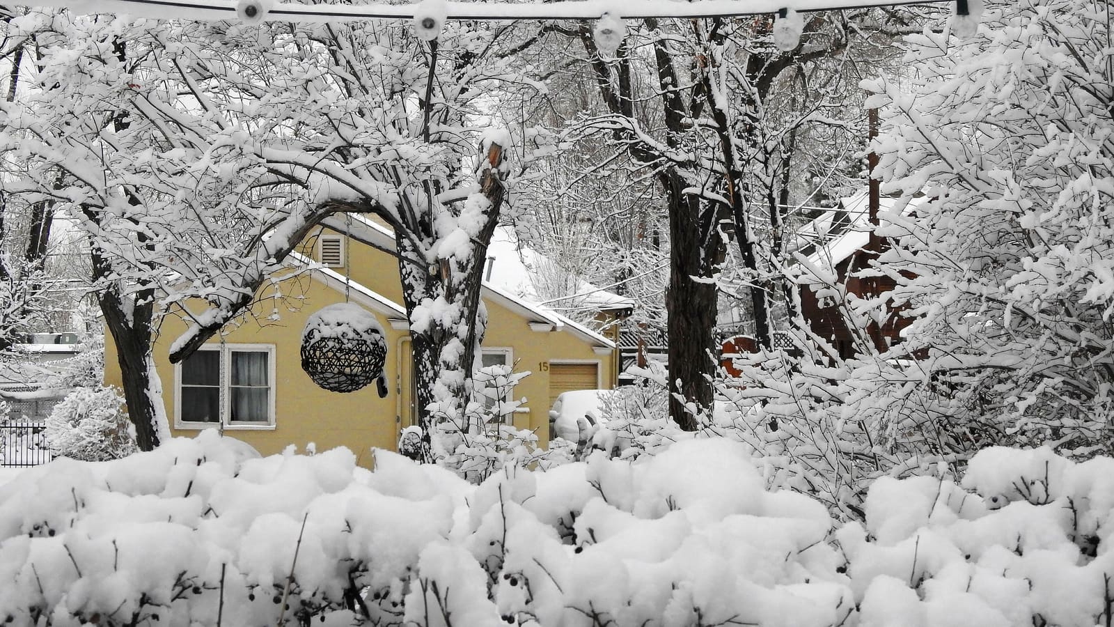 Snow covering a downtown Flagstaff street the morning after an overnight storm