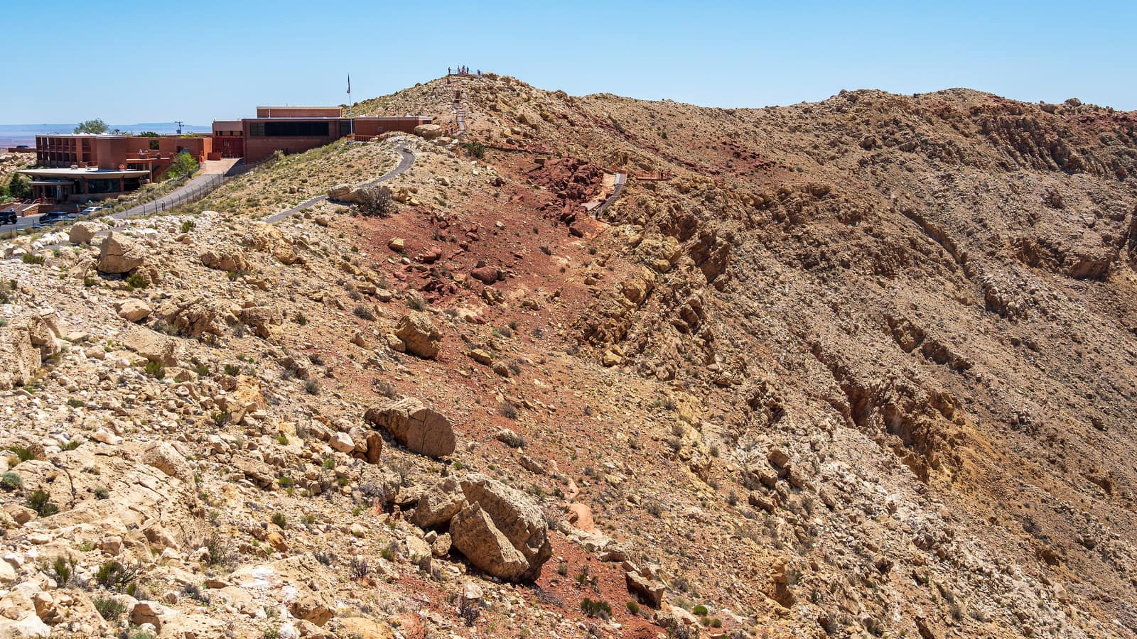 The rim and floor of Barringer Meteor Crater east of Flagstaff