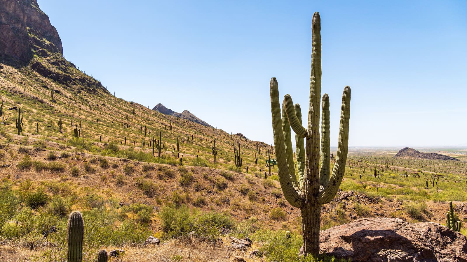Picacho Peak rising beside Interstate 10 on the drive from Tucson toward Flagstaff
