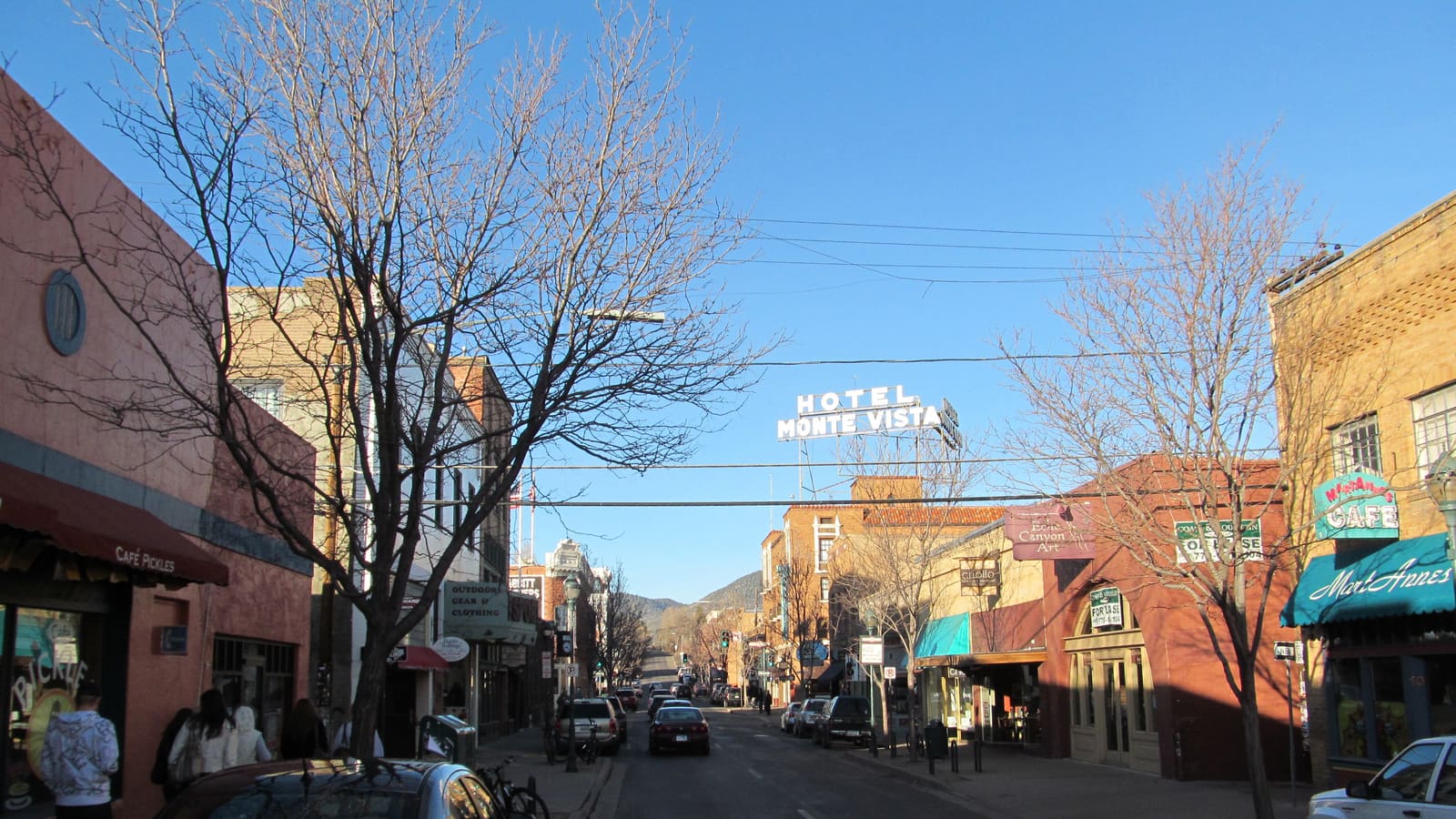 North San Francisco Street in downtown Flagstaff, the city's main restaurant and retail strip