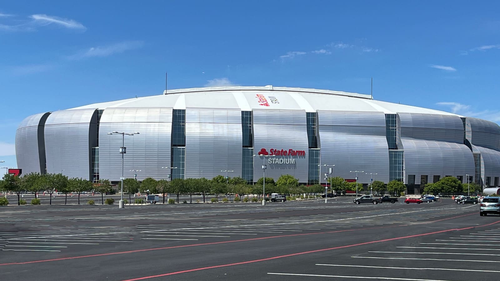 The exterior of State Farm Stadium in Glendale, Arizona