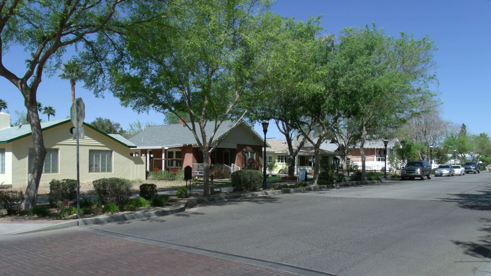 A street of historic homes turned shops in the Catlin Court Historic District in Glendale, Arizona