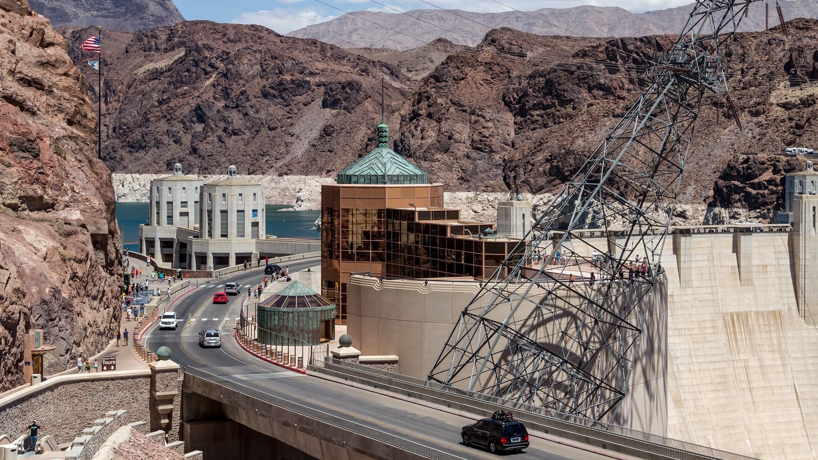 Hoover Dam on the Colorado River between Nevada and Arizona, on the route from Las Vegas to the Grand Canyon
