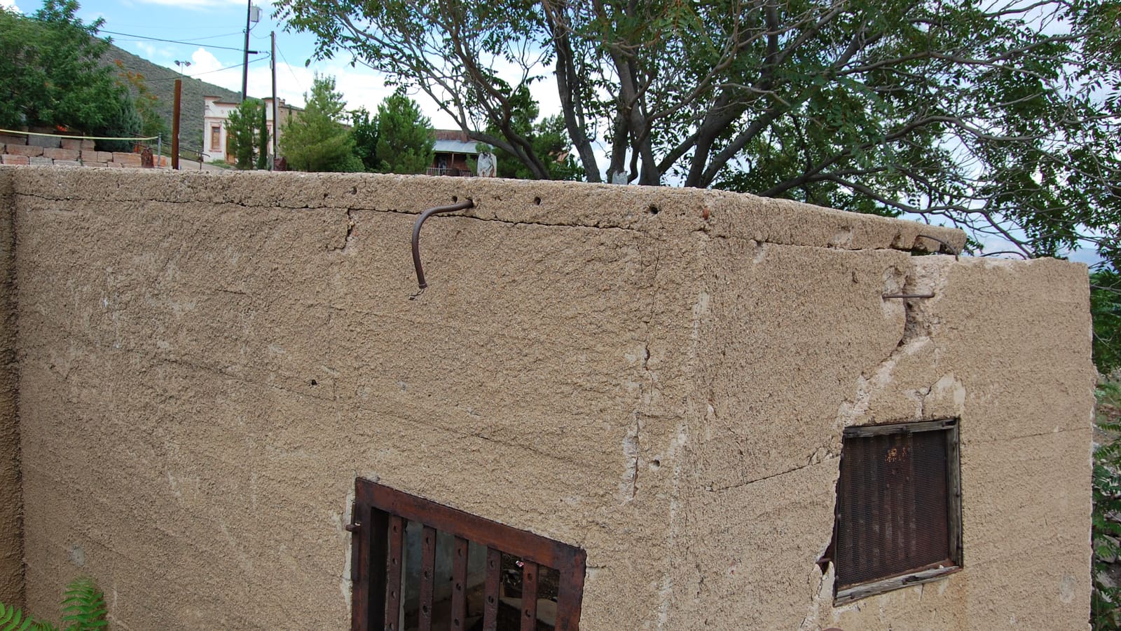 The Jerome town jail, a concrete structure that slid roughly 200 feet down the hillside from its original foundation.
