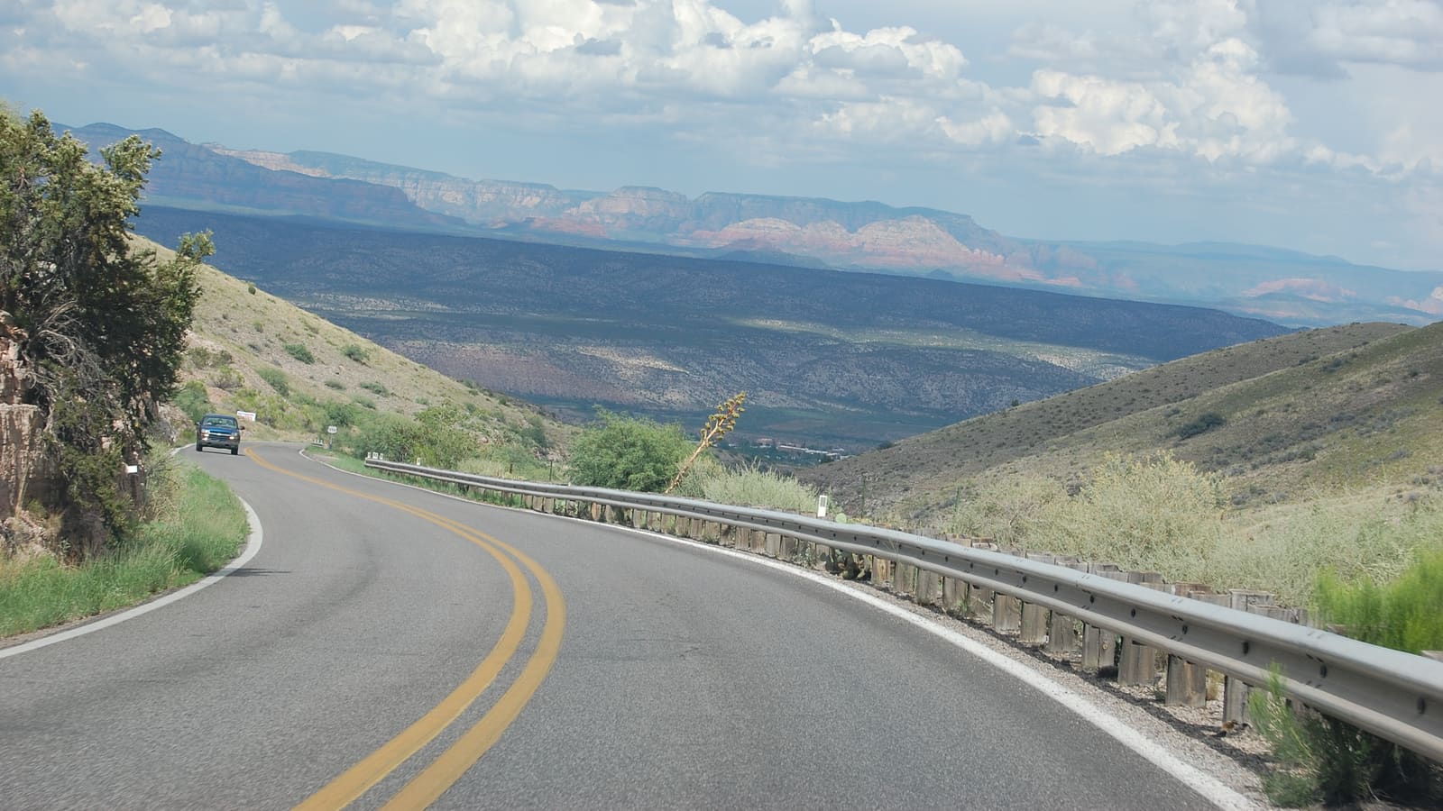 The winding canyon road descending from Jerome, Arizona, along State Route 89A.