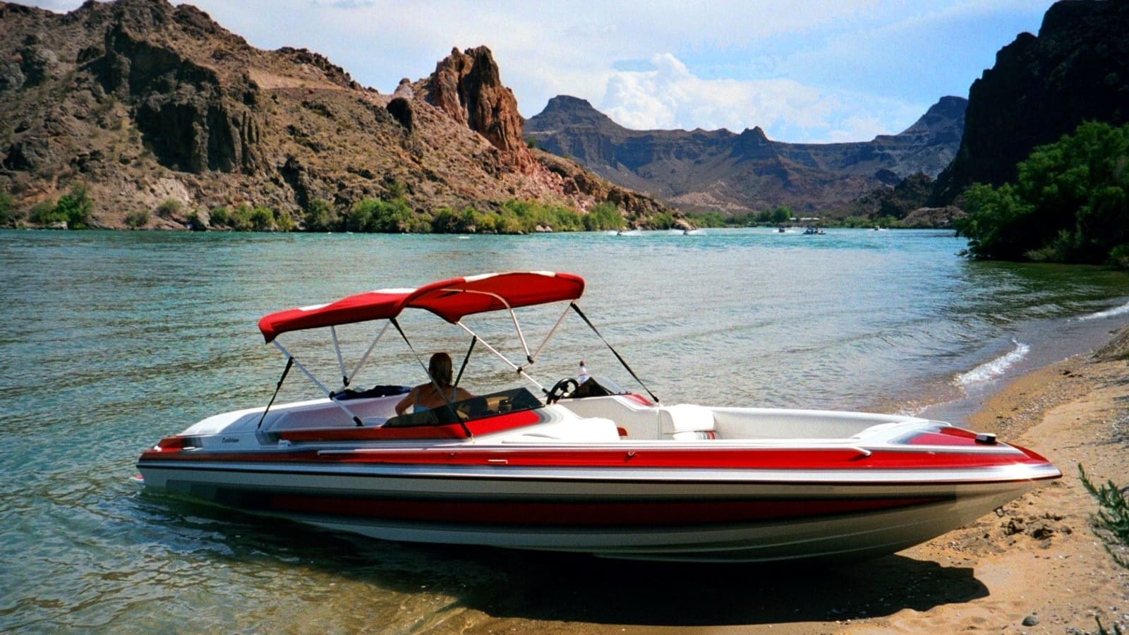 The Colorado River along the Parker Strip near Parker, Arizona, the desert route to the off-grid Desert Bar