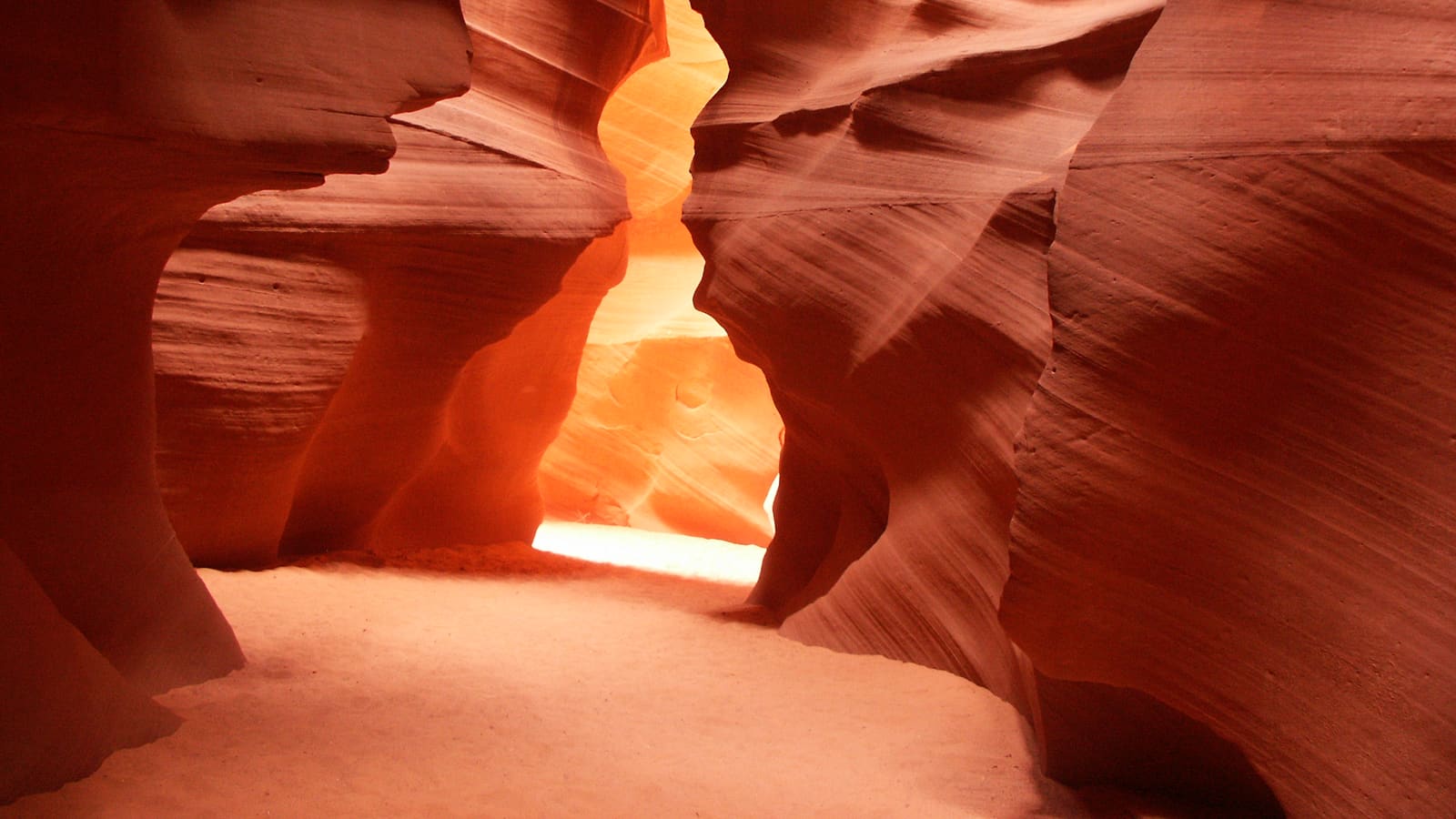 Sculpted red sandstone walls inside Lower Antelope Canyon near Page, Arizona