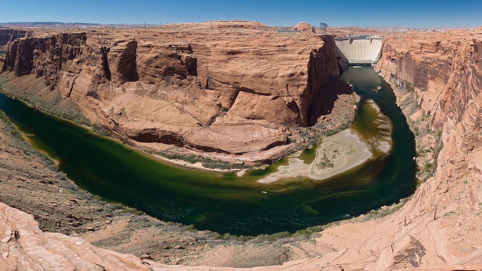 Glen Canyon Dam holding back the Colorado River near Page, Arizona