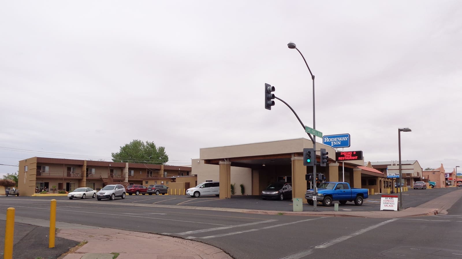 The Rodeway Inn hotel building in Page, Arizona, one of the town's lodging options near Lake Powell