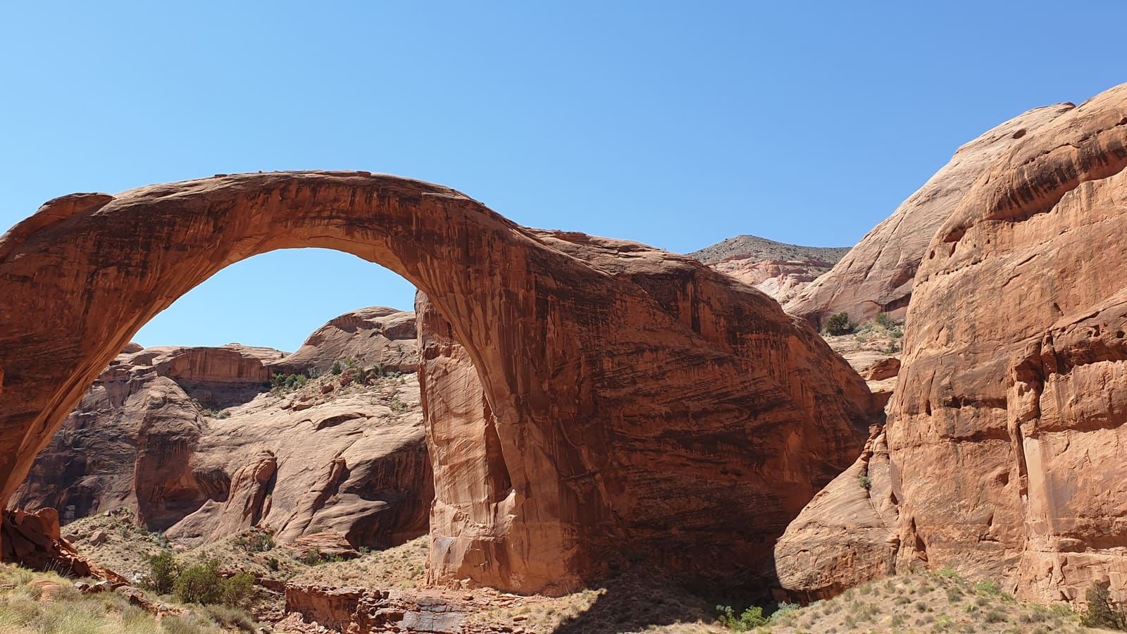 Rainbow Bridge, the natural sandstone arch at Lake Powell, Utah