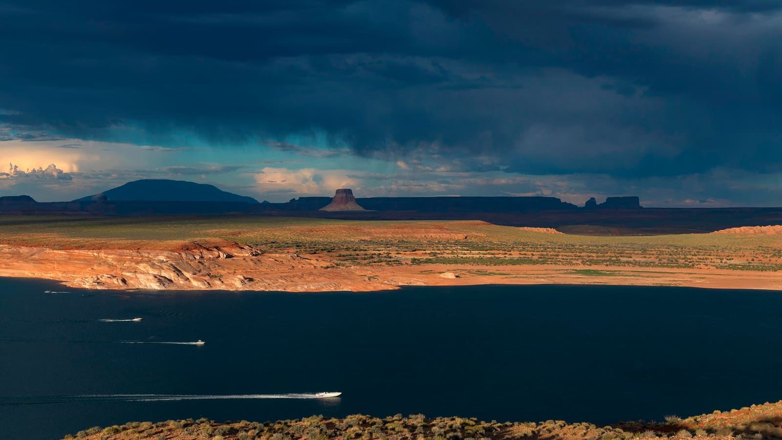 Storm clouds building over Lake Powell near Page, Arizona