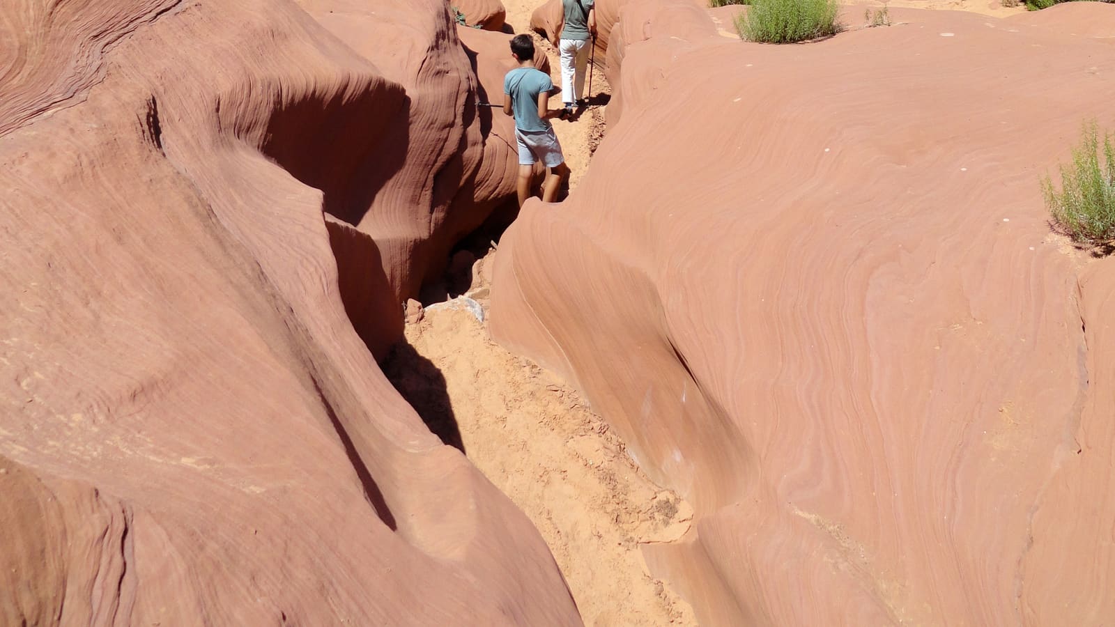 Water Holes Canyon, a narrow sandstone slot canyon near Page, Arizona, in the Lake Powell Navajo Tribal Park.