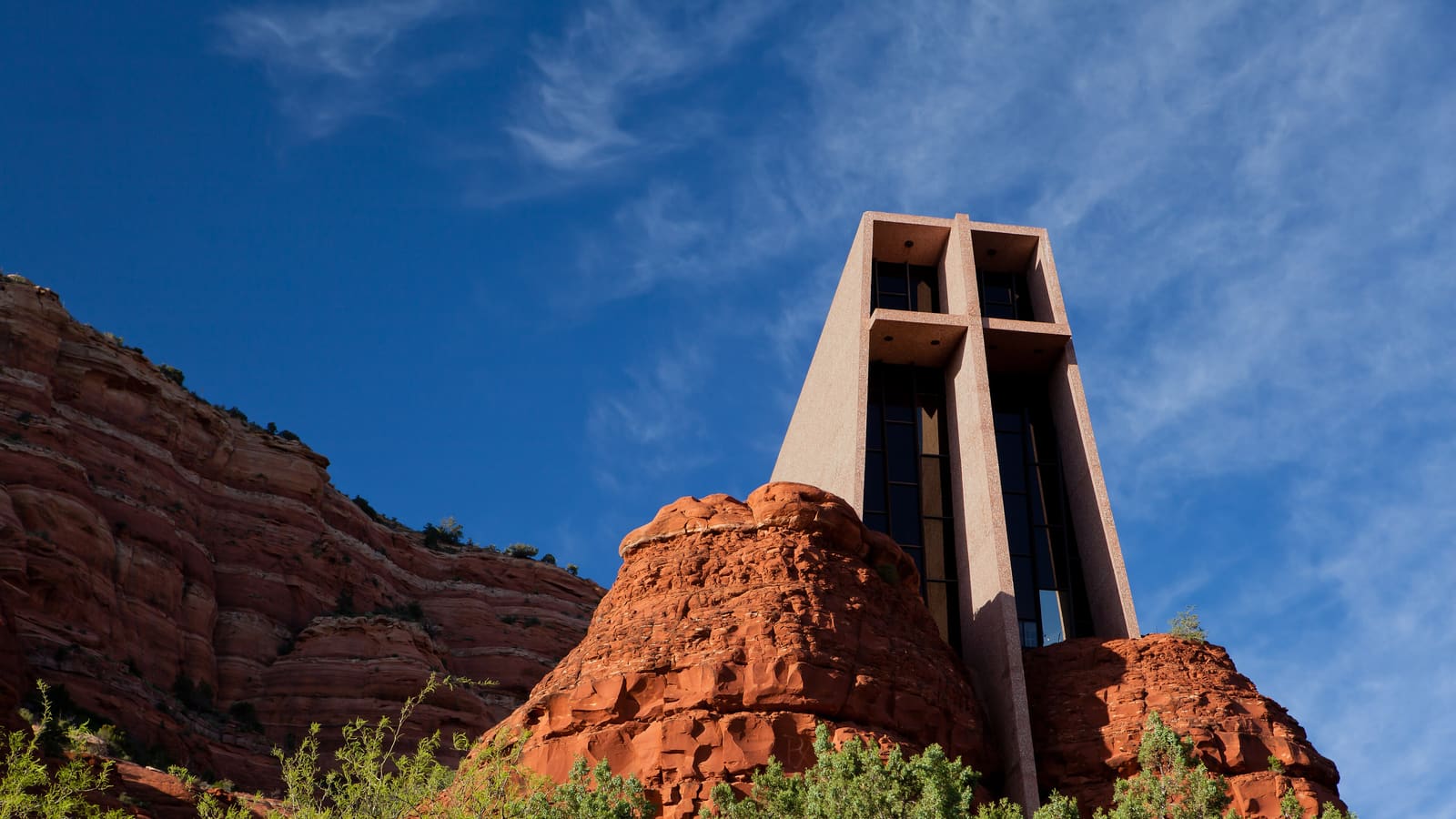 The Chapel of the Holy Cross in Sedona, Arizona, a common one-day-itinerary stop