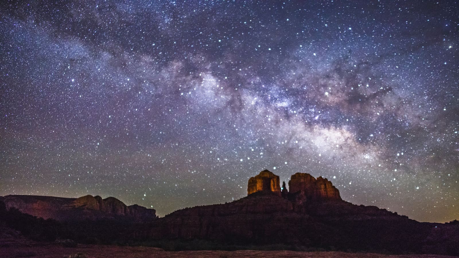 The Milky Way over Cathedral Rock near Sedona, Arizona