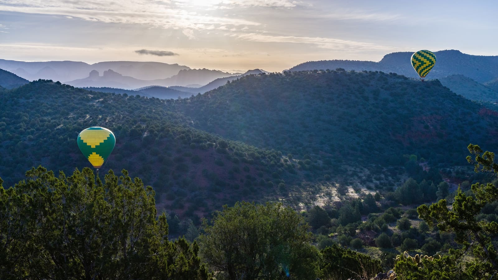 Hot air balloons over Angel Valley near Sedona, Arizona