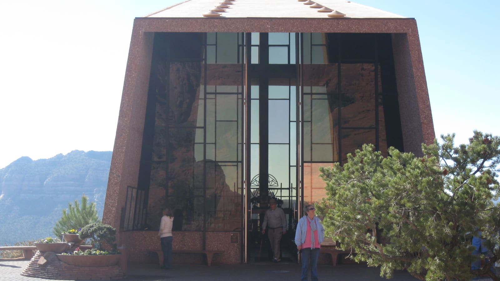 The paved entrance approach to the Chapel of the Holy Cross in Sedona, Arizona