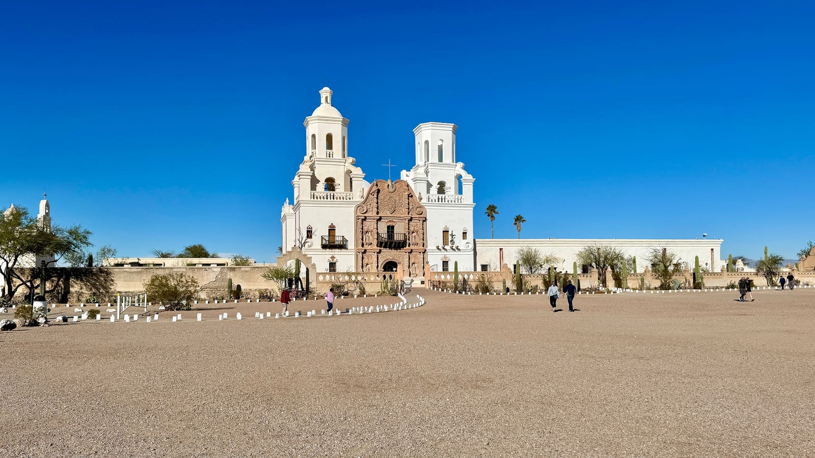 Mission San Xavier del Bac, the historic white mission church south of Tucson, Arizona