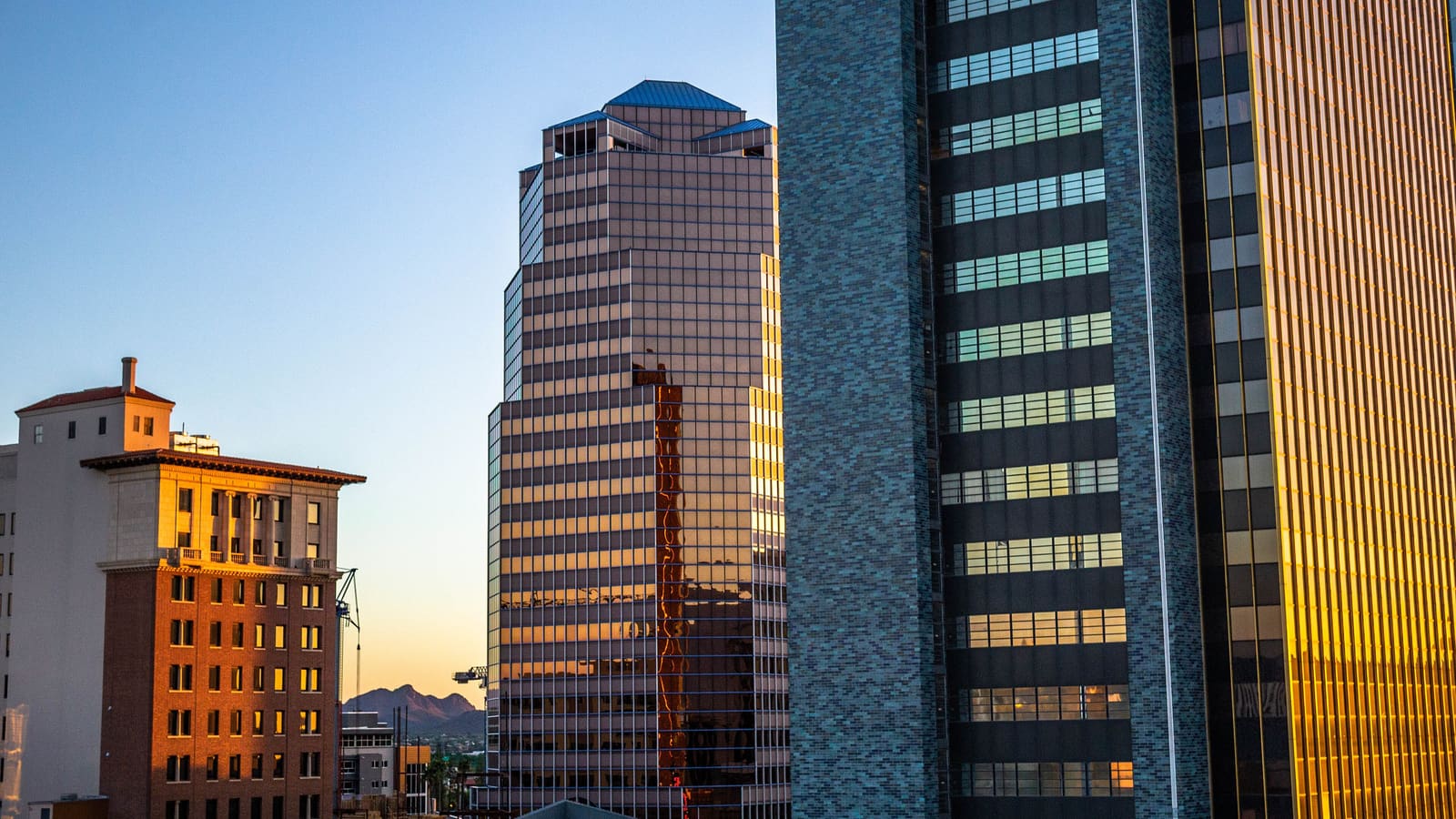 Downtown Tucson skyline at sunset, Arizona