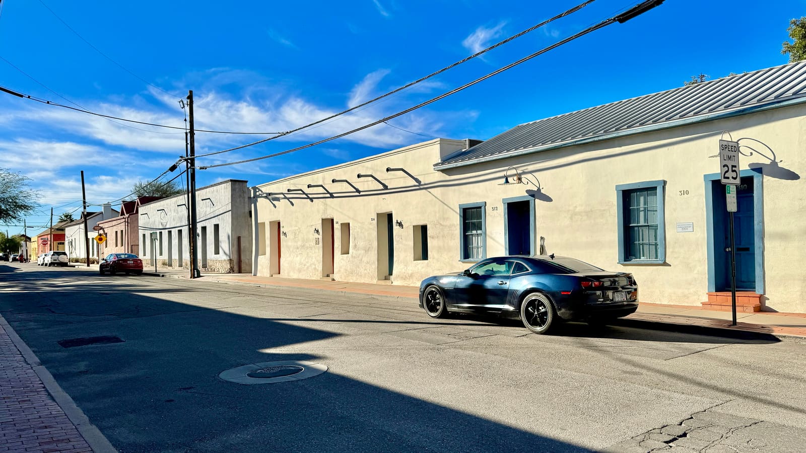 Historic adobe row houses on Convent Avenue in Tucson's Barrio Viejo (Barrio Libre Historic District)
