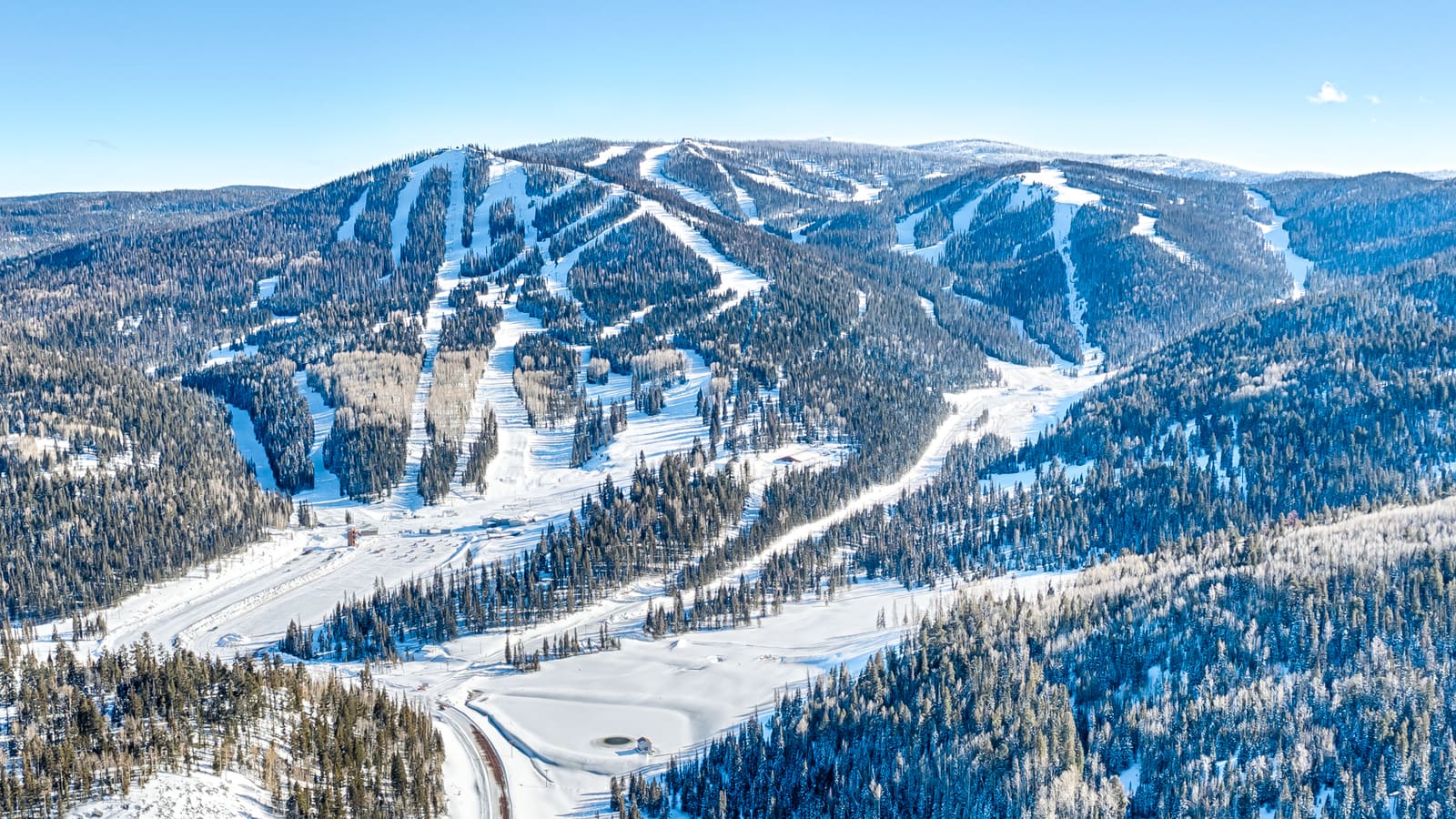 Aerial view of the ski runs at Sunrise Park Resort in Arizona's White Mountains