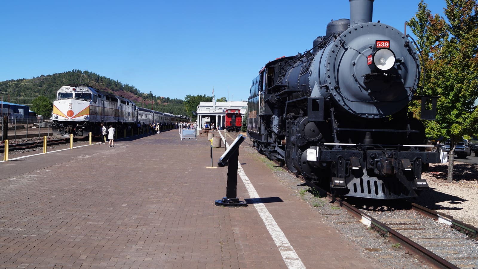 A Grand Canyon Railway train in Williams, Arizona