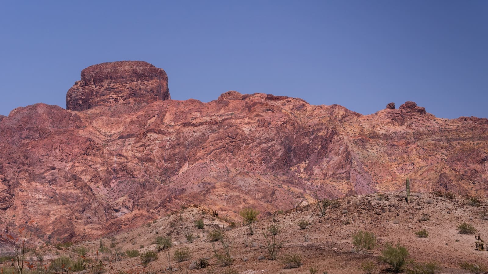 Castle Dome Peak rising above the desert in the Castle Dome Mountains near Yuma, Arizona