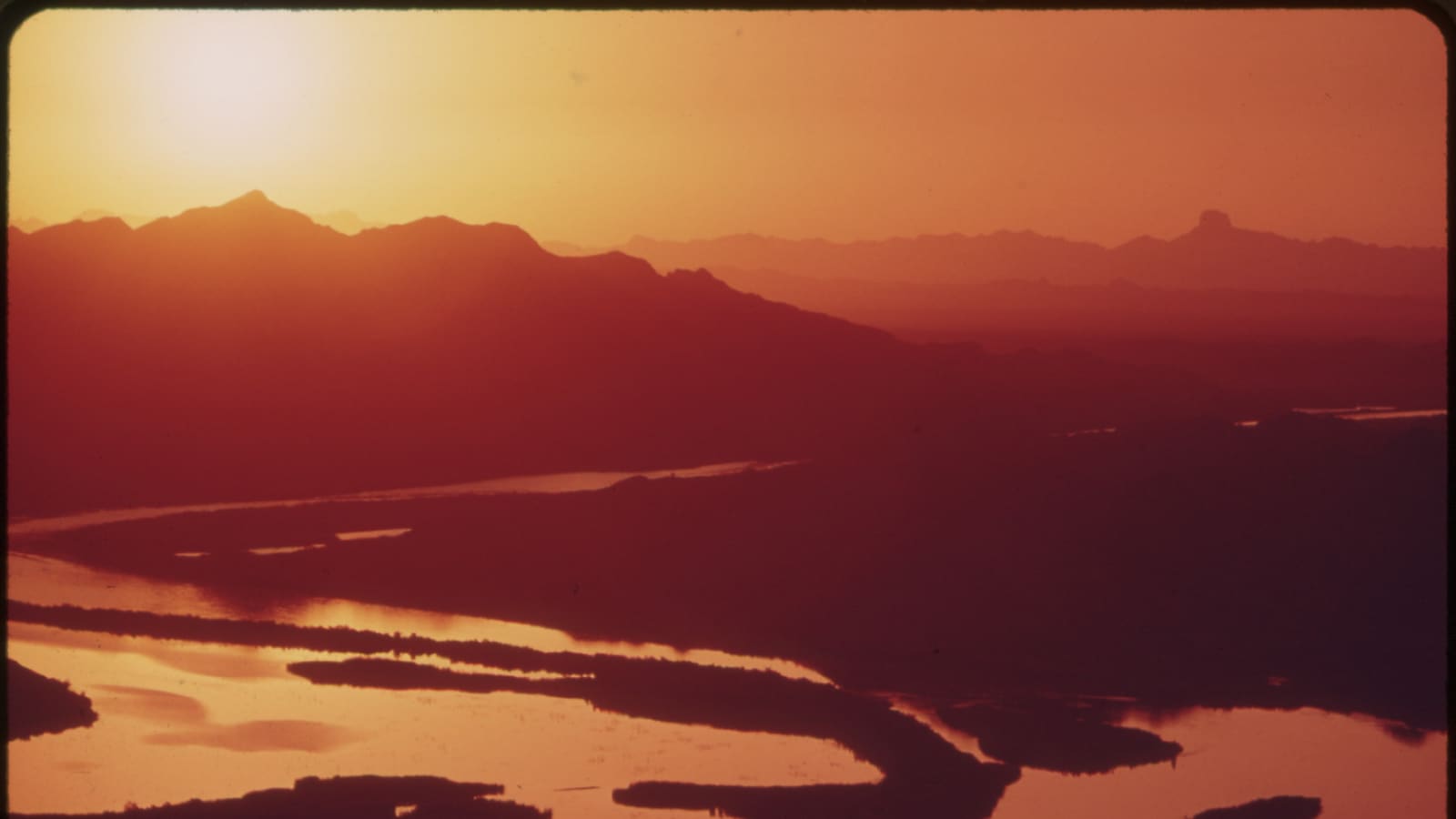 Sunrise over the Colorado River in the desert north of Yuma, Arizona