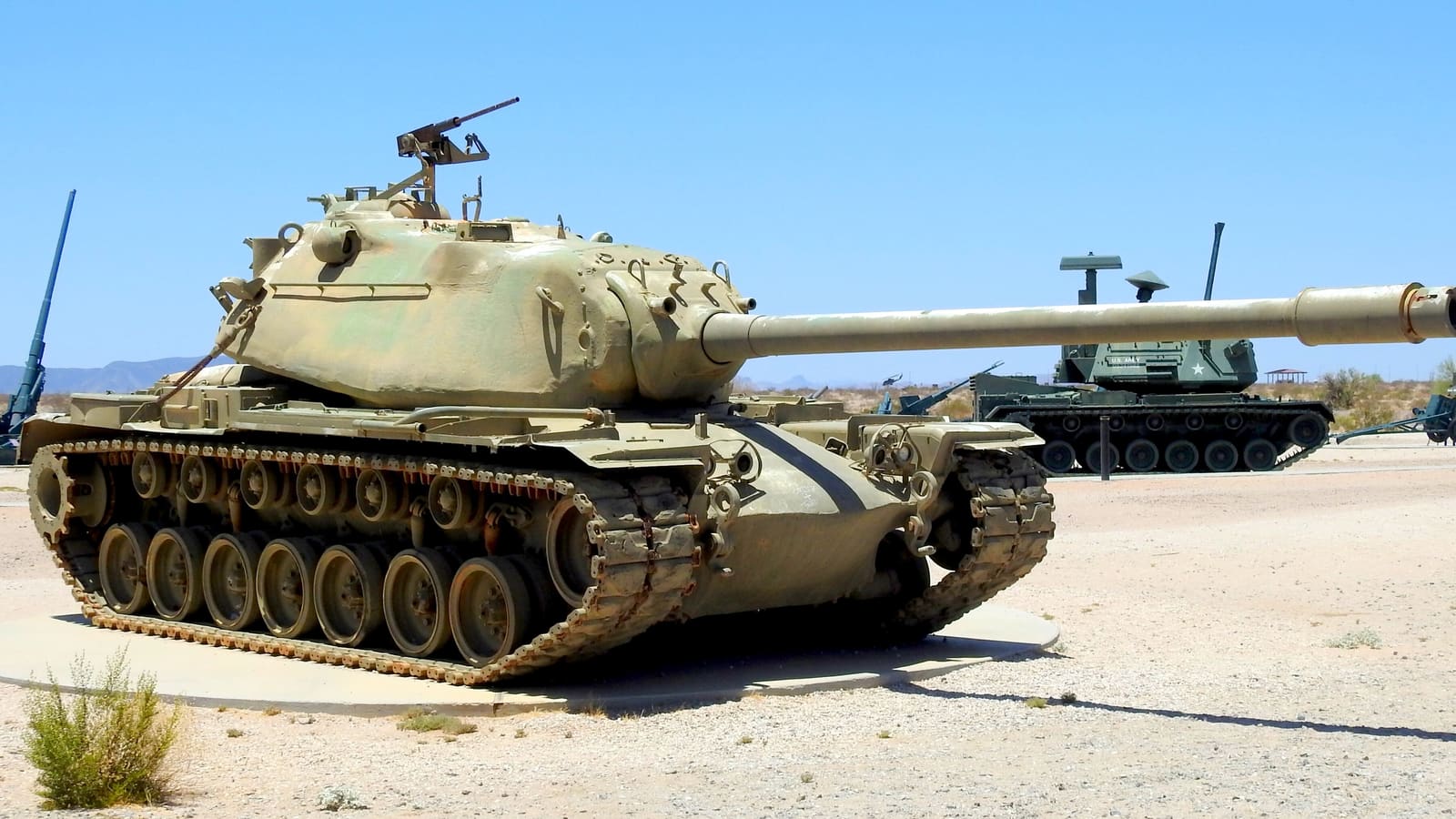 A test range at U.S. Army Yuma Proving Ground in the desert near Yuma, Arizona