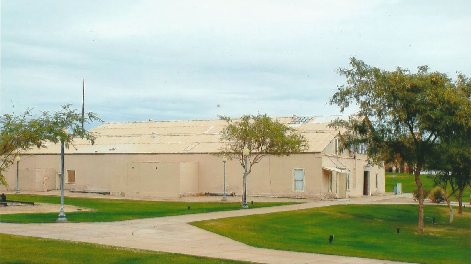A historic storehouse building at the Yuma Quartermaster Depot, now Colorado River State Historic Park, in Yuma, Arizona