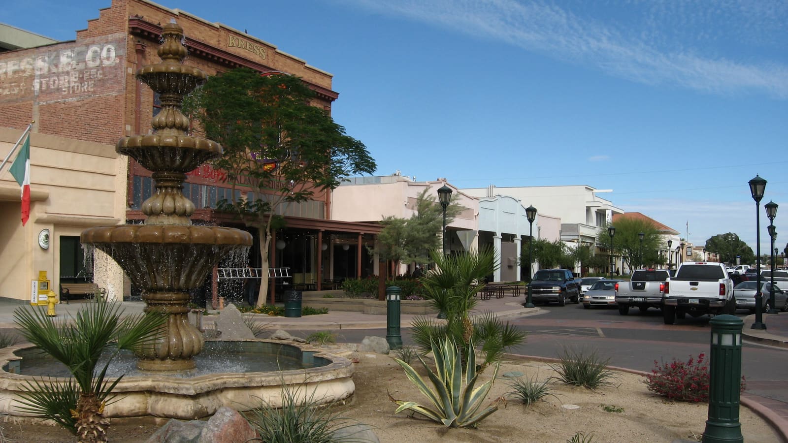 A downtown Yuma, Arizona street scene with historic buildings